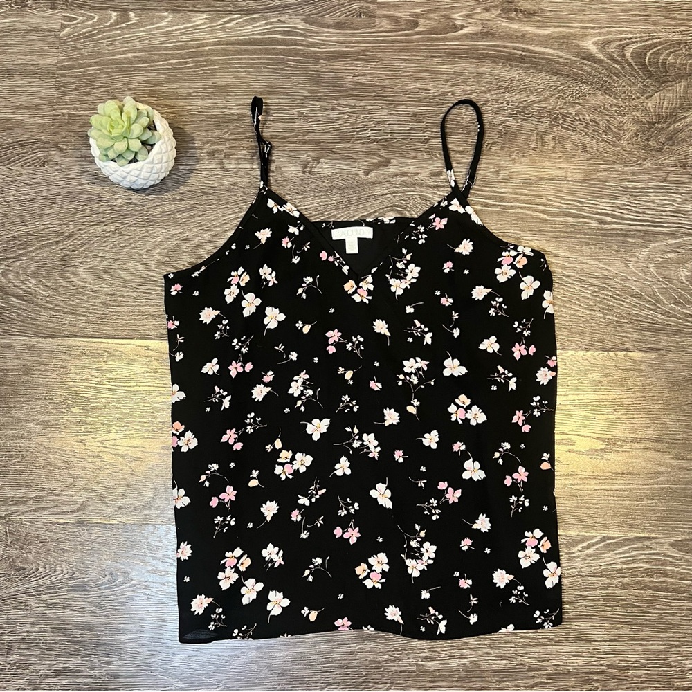 Abound Floral Black Camisole Top Size M
